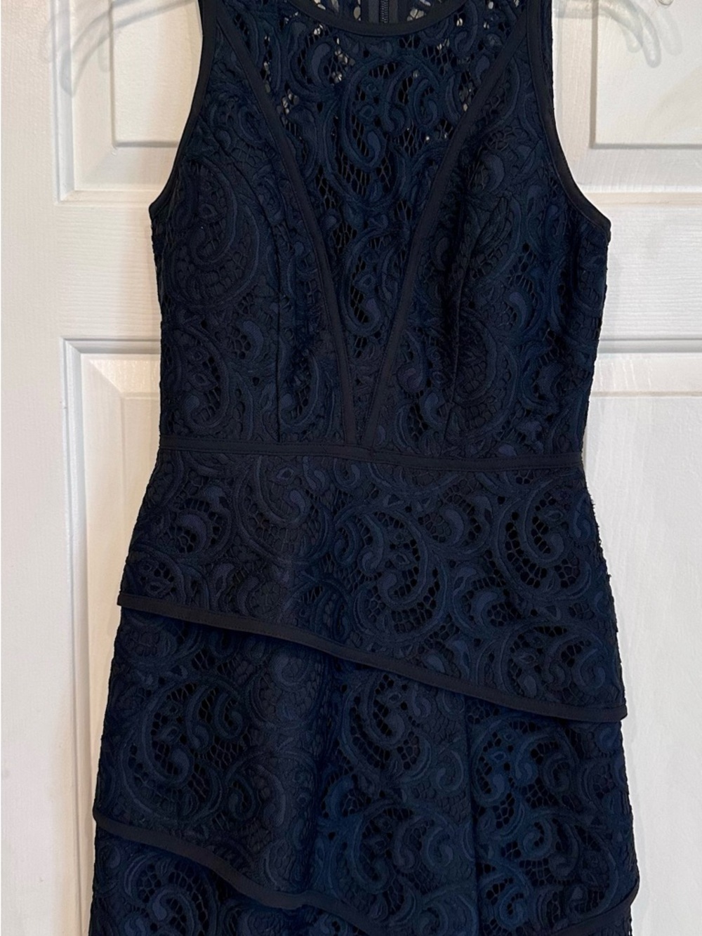 BCBG MaxAzria Hanah Layered Lace Mini Dress in Black / Dark Navy Blue - Size 0